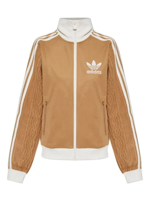 adidas knitted-sleeve zip-up sweatshirt 