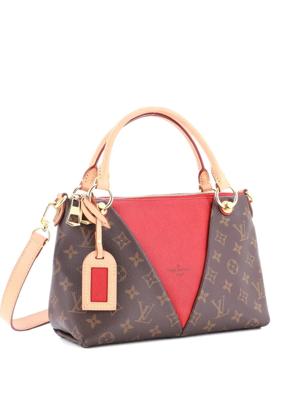 Pre-owned Louis Vuitton V Monogram Canvas And Leather Bb Tote Bag In Brown