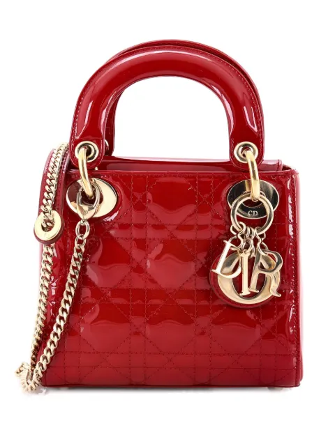 Christian Dior Pre-Owned Lady Dior Chain Bag Cannage Quilt Patent Mini satchel