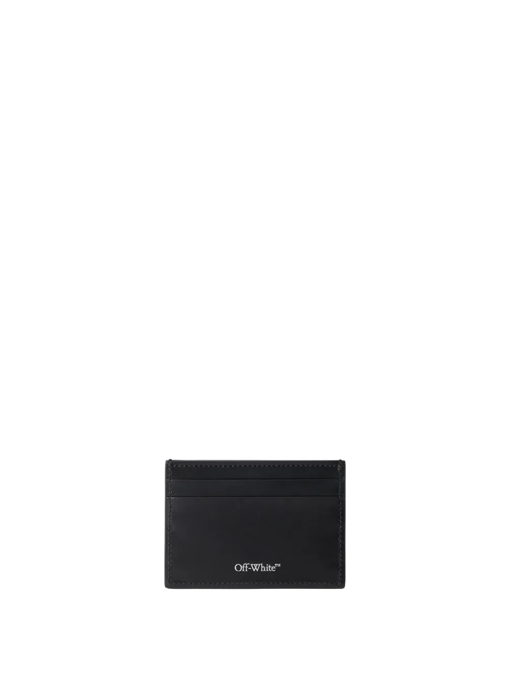 Off-white Diagonal Leather Card Holder In Black