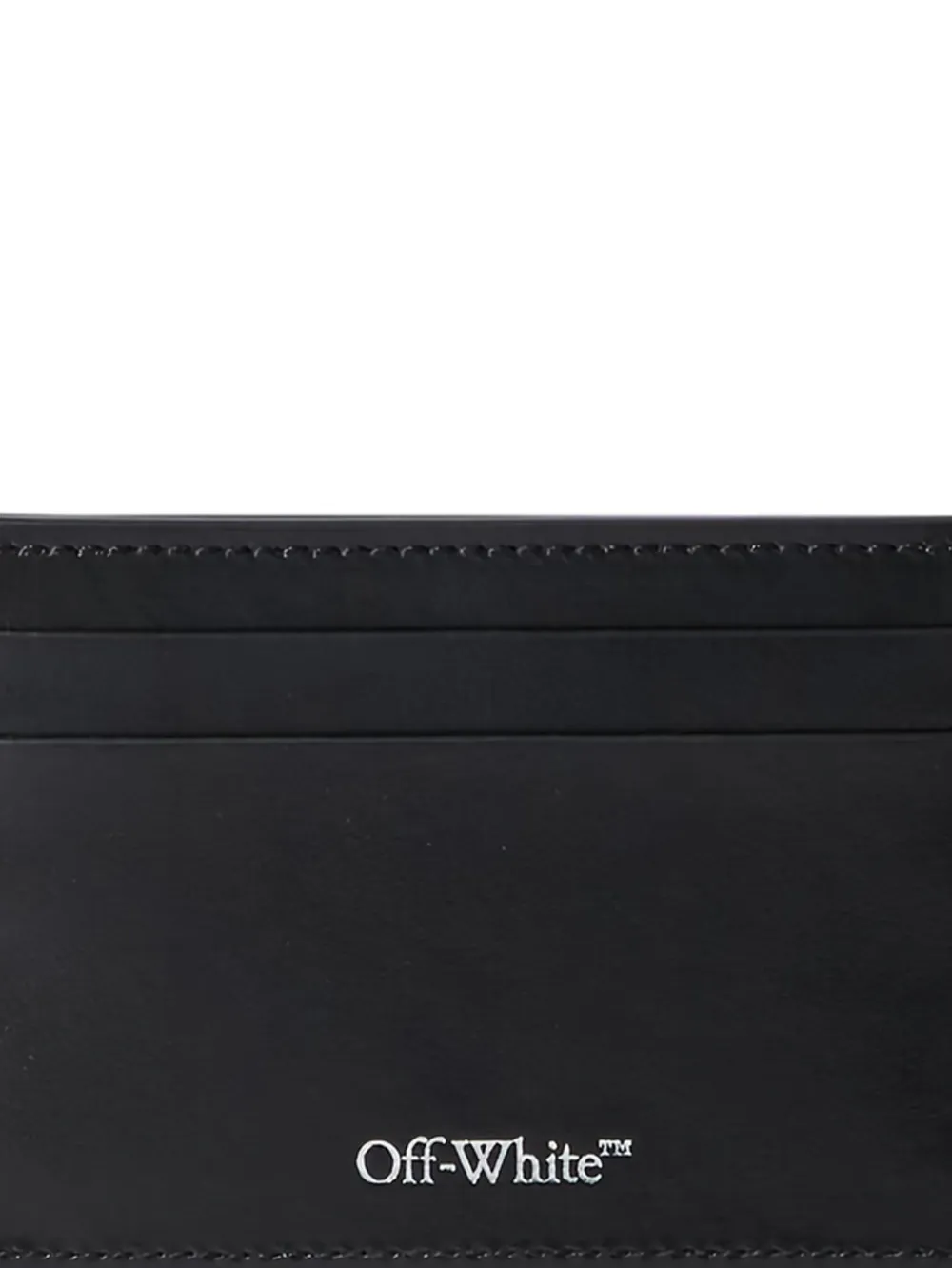 Off-White Leren pasjeshouder met diagonale print - Zwart