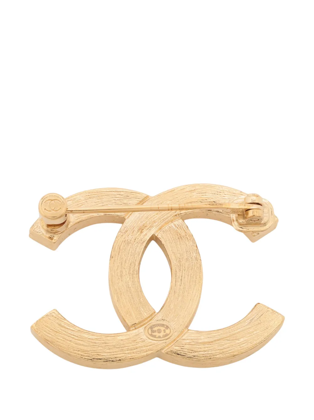 Pre-owned Chanel 2024 Gold Plated Cc Crystal Brooch Pin Costume Brooch