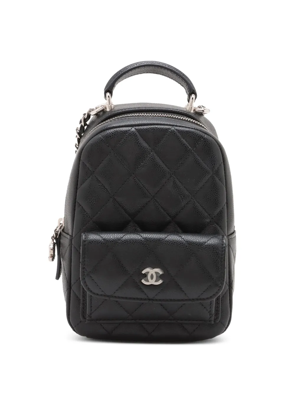 CHANEL Pre-Owned 2021-2025 ミニ ココマーク マトラッセ キャビア バックパック - ブラック CHANEL Pre-Owned 2021-2025 ミニ ココマーク マトラッセ キャビア バックパック - ブラック