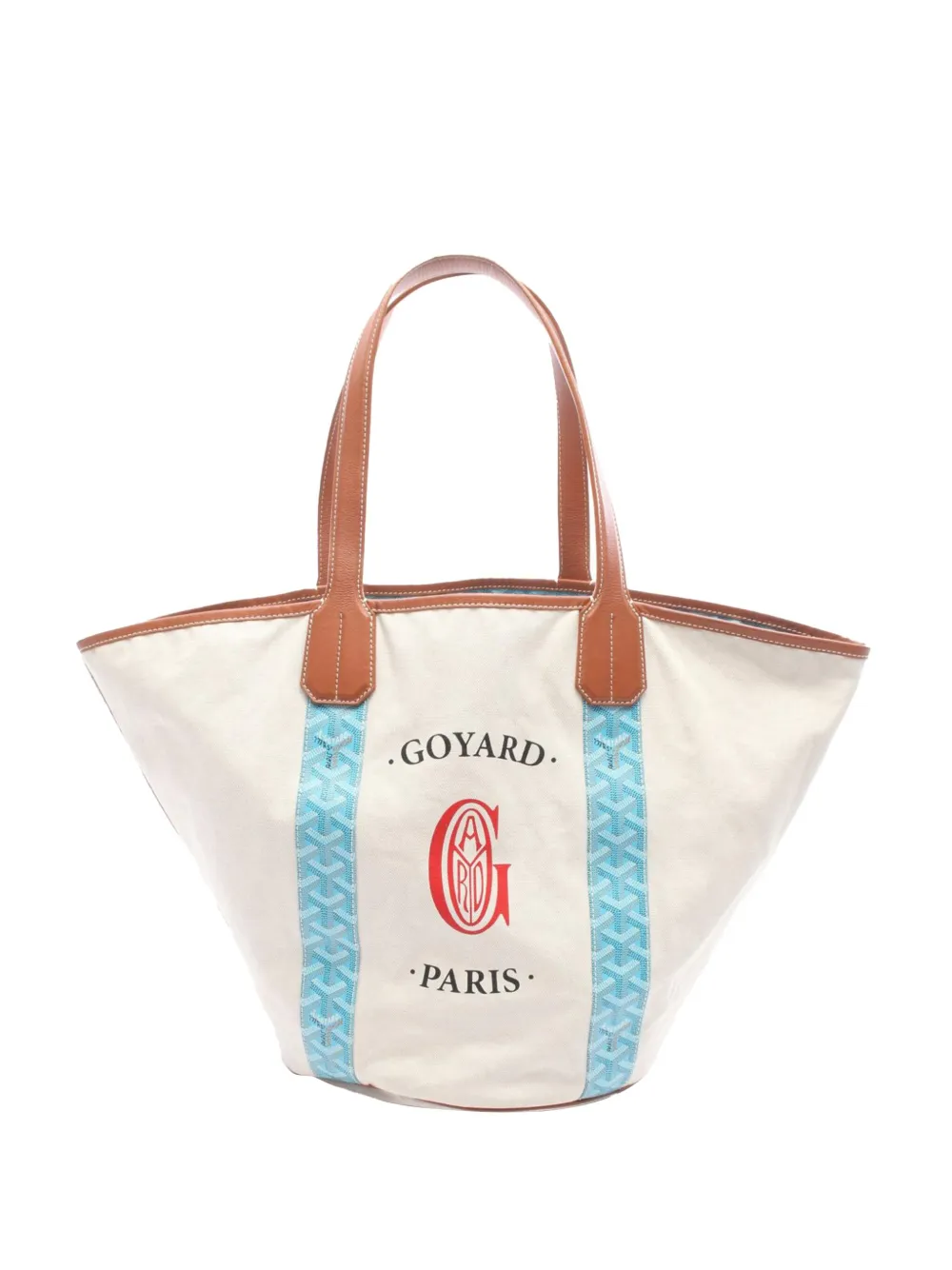 Pre-owned Goyard 2010-2025 Ine Reversible Belharra Tote Bag In White