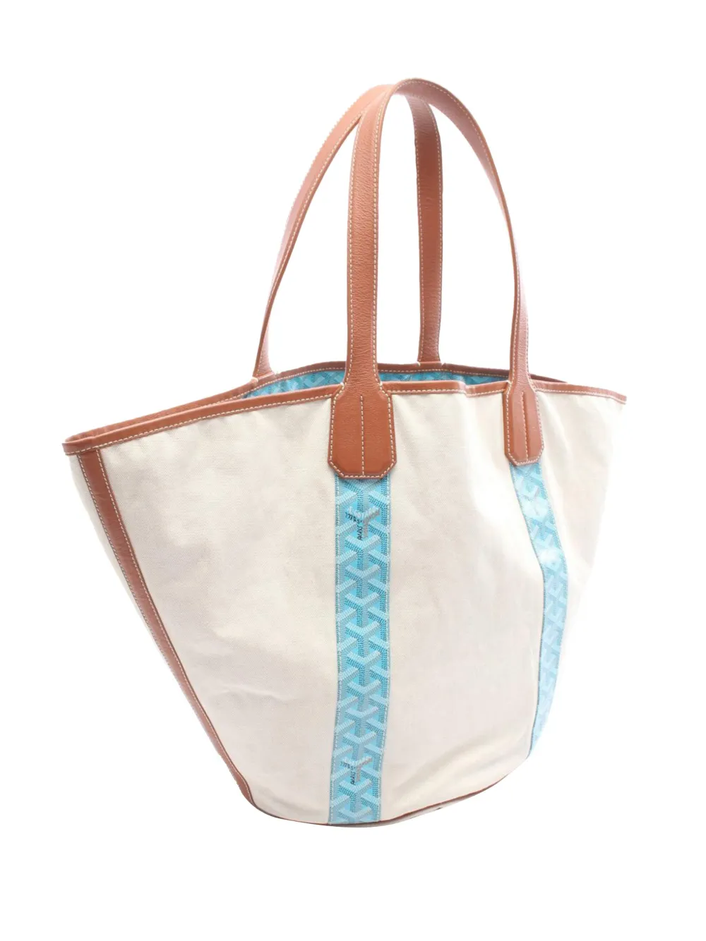 Pre-owned Goyard 2010-2025 Ine Reversible Belharra Tote Bag In White