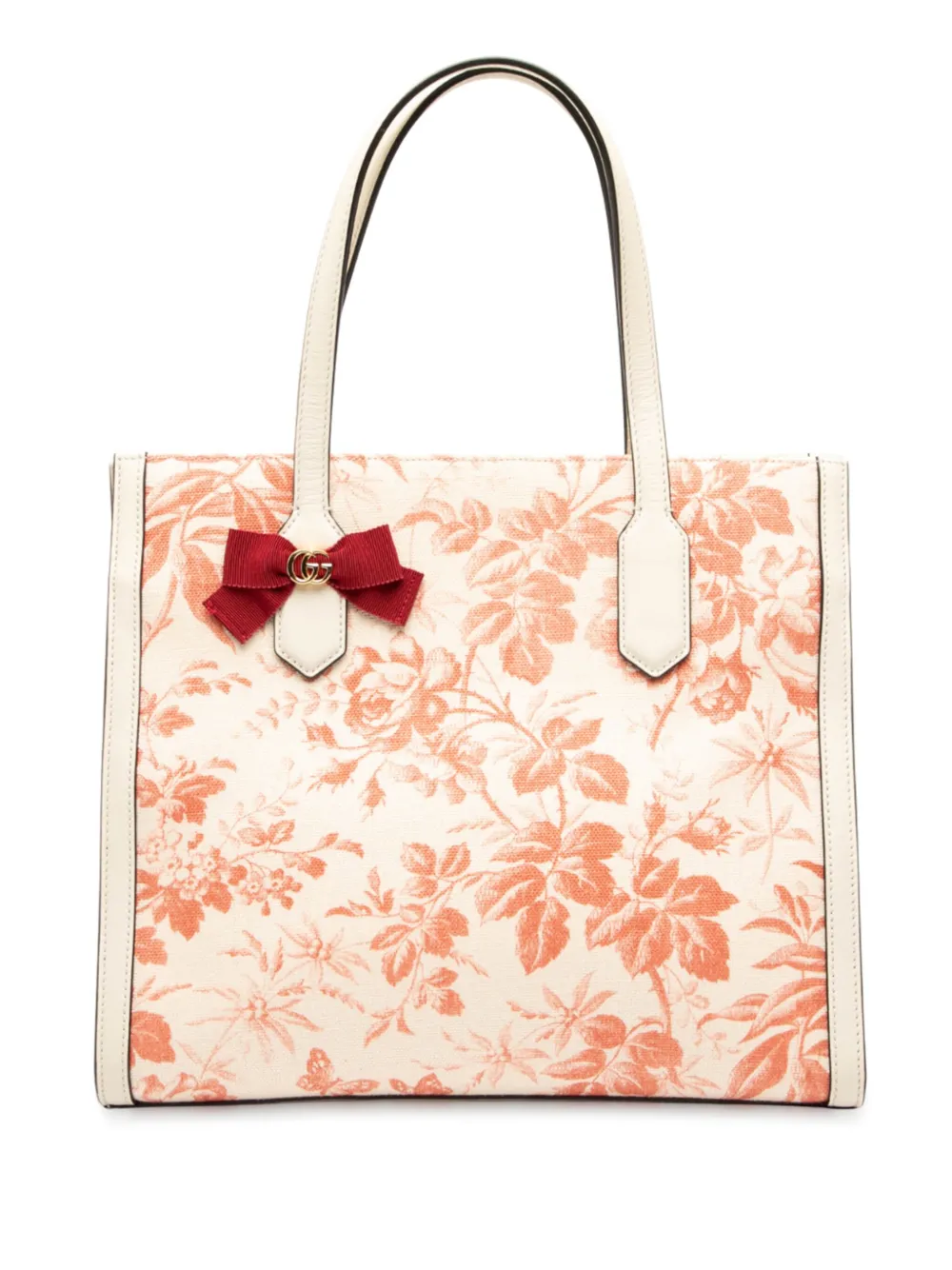 Gucci Pre-Owned 2000-2015 キャンバス GG リボン ハーバリウム トートバッグ - レッド Gucci Pre-Owned 2000-2015 キャンバス GG リボン ハーバリウム トートバッグ - レッド