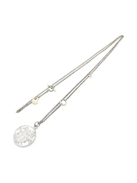 Hermès Pre-Owned 2020-2025 Sterling Silver and 18K Rose Gold Ex-Libris Long necklace