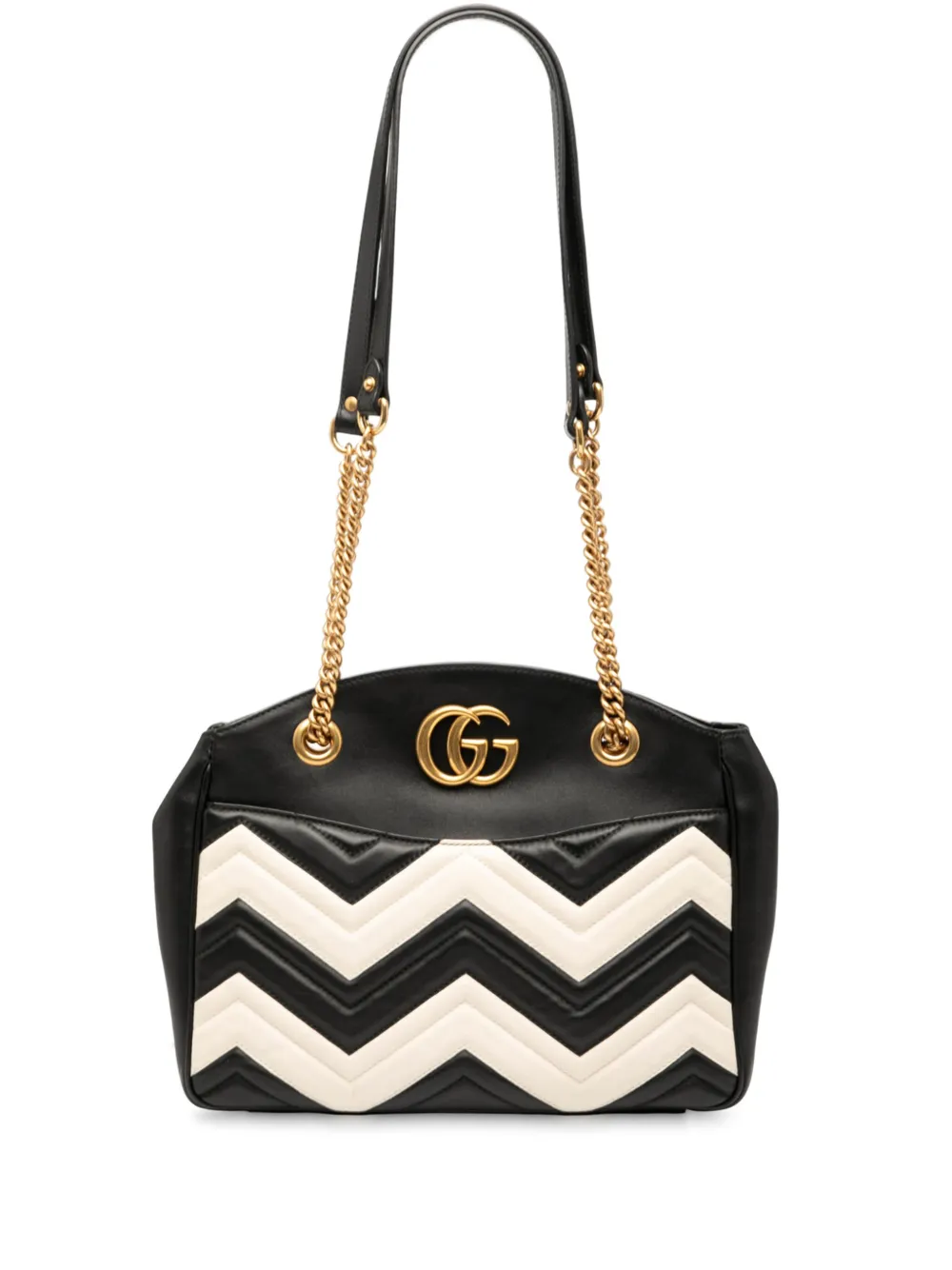 Gucci Pre-Owned 2016-2025 ミディアム GGマーモント マテラッセ レザー チェーン ショルダーバッグ - ブラック Gucci Pre-Owned 2016-2025 ミディアム GGマーモント マテラッセ レザー チェーン ショルダーバッグ - ブラック