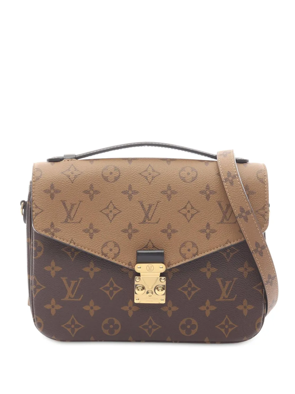 Pre-owned Louis Vuitton 2021-2025 Monogram Reverse Pochette Metis Satchel