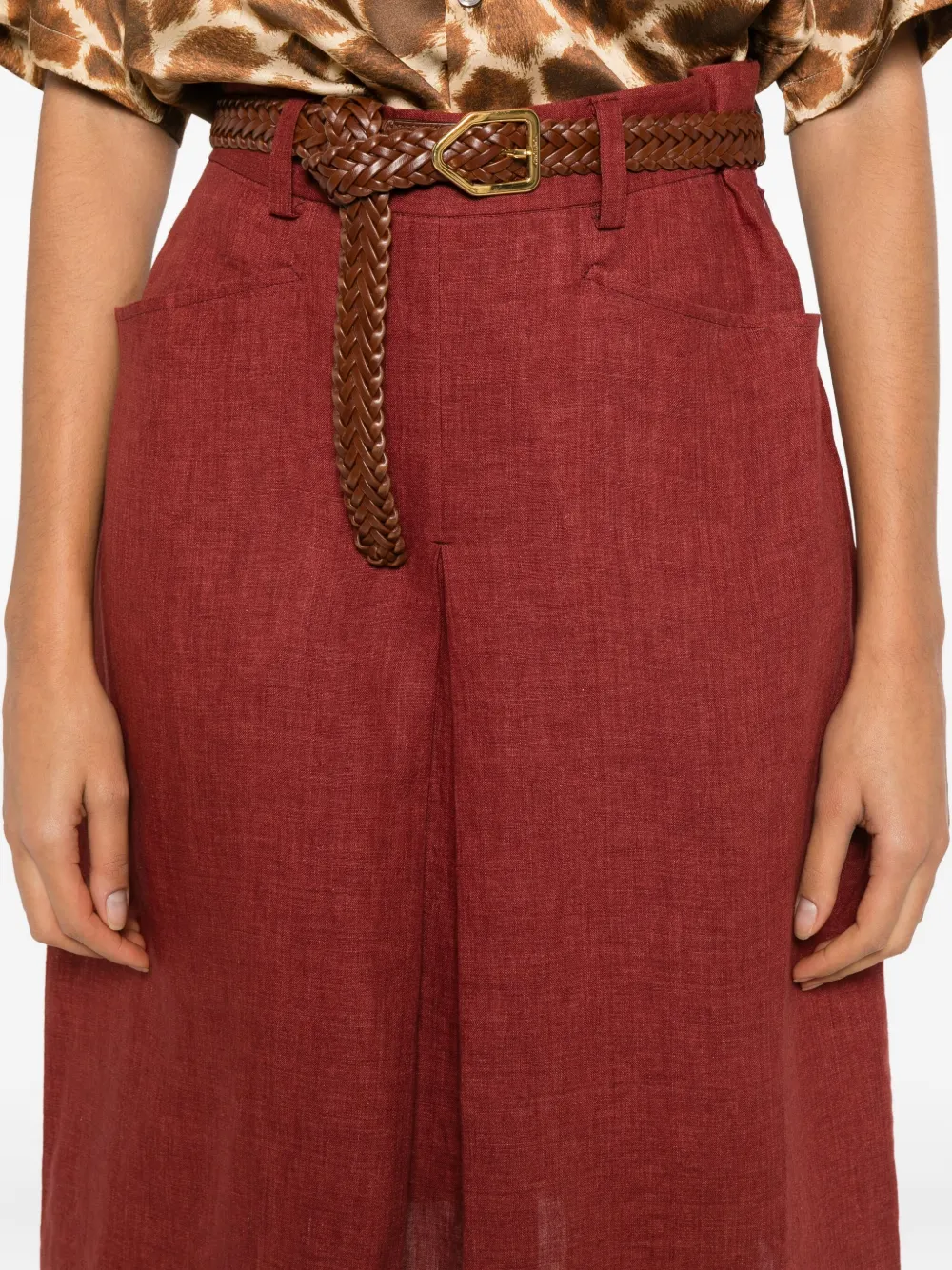 Massimo Alba Regina Pocket Midi Skirt In Burgundy