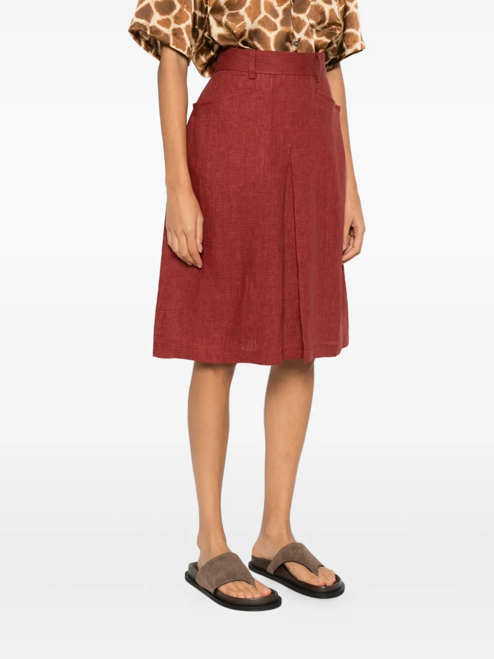 Massimo Alba Regina Pocket Midi Skirt In Burgundy