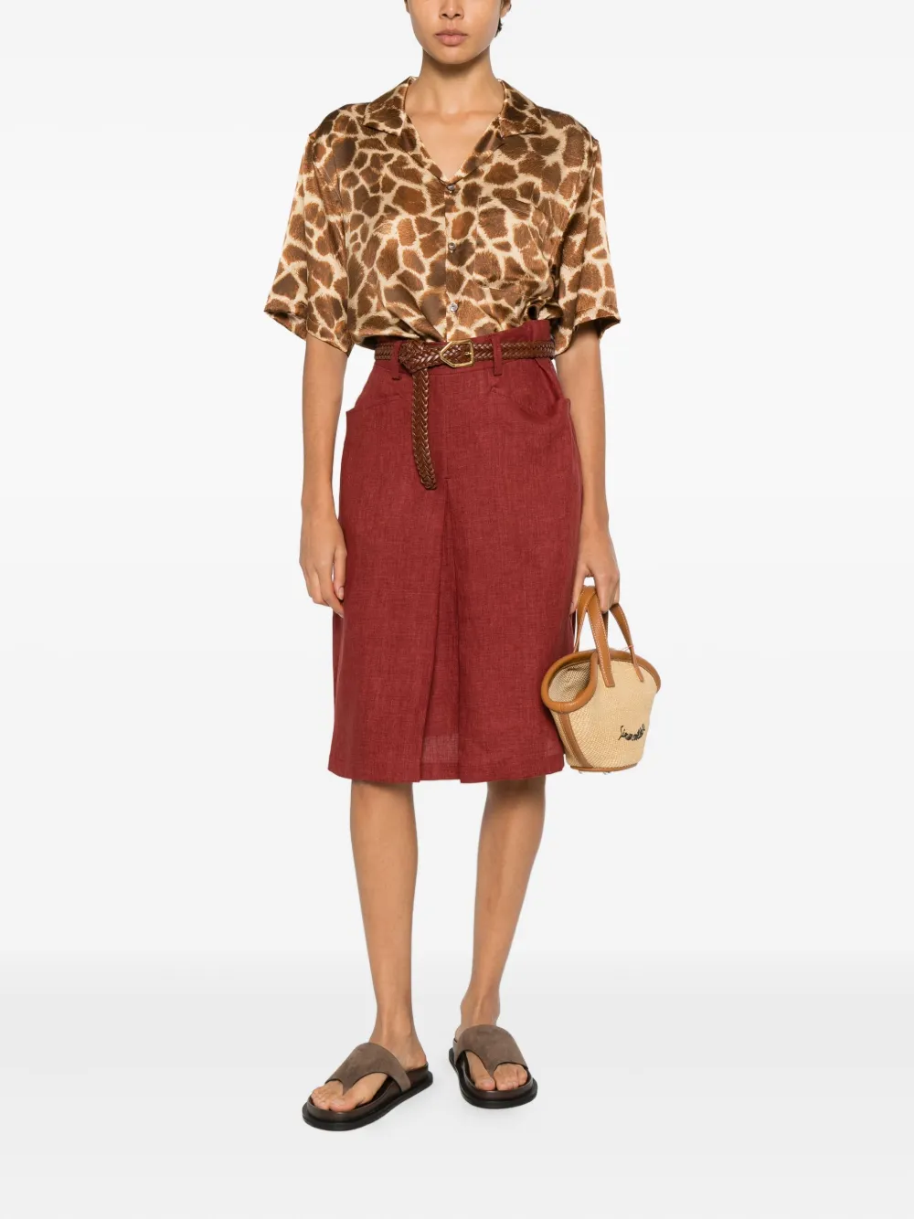 Massimo Alba Regina Pocket Midi Skirt In Burgundy