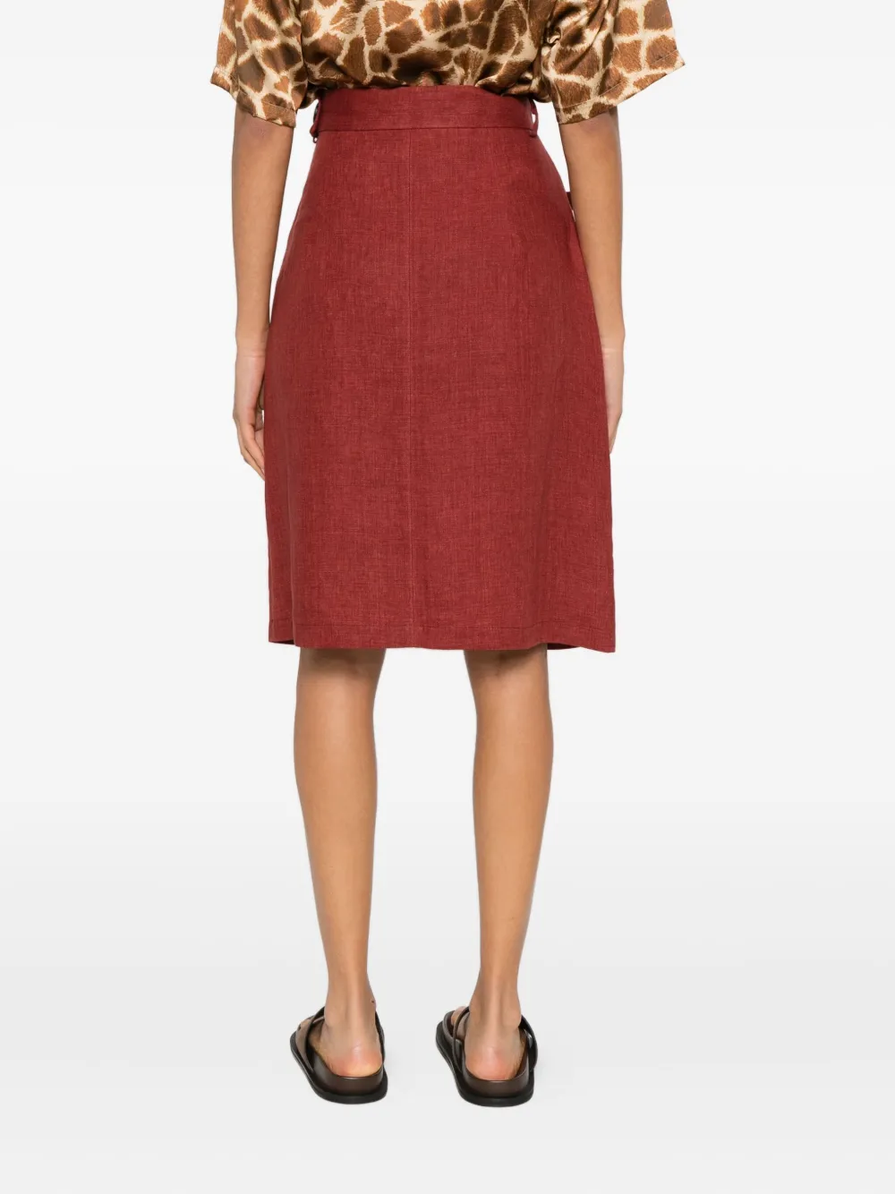 Massimo Alba Regina Pocket Midi Skirt In Burgundy