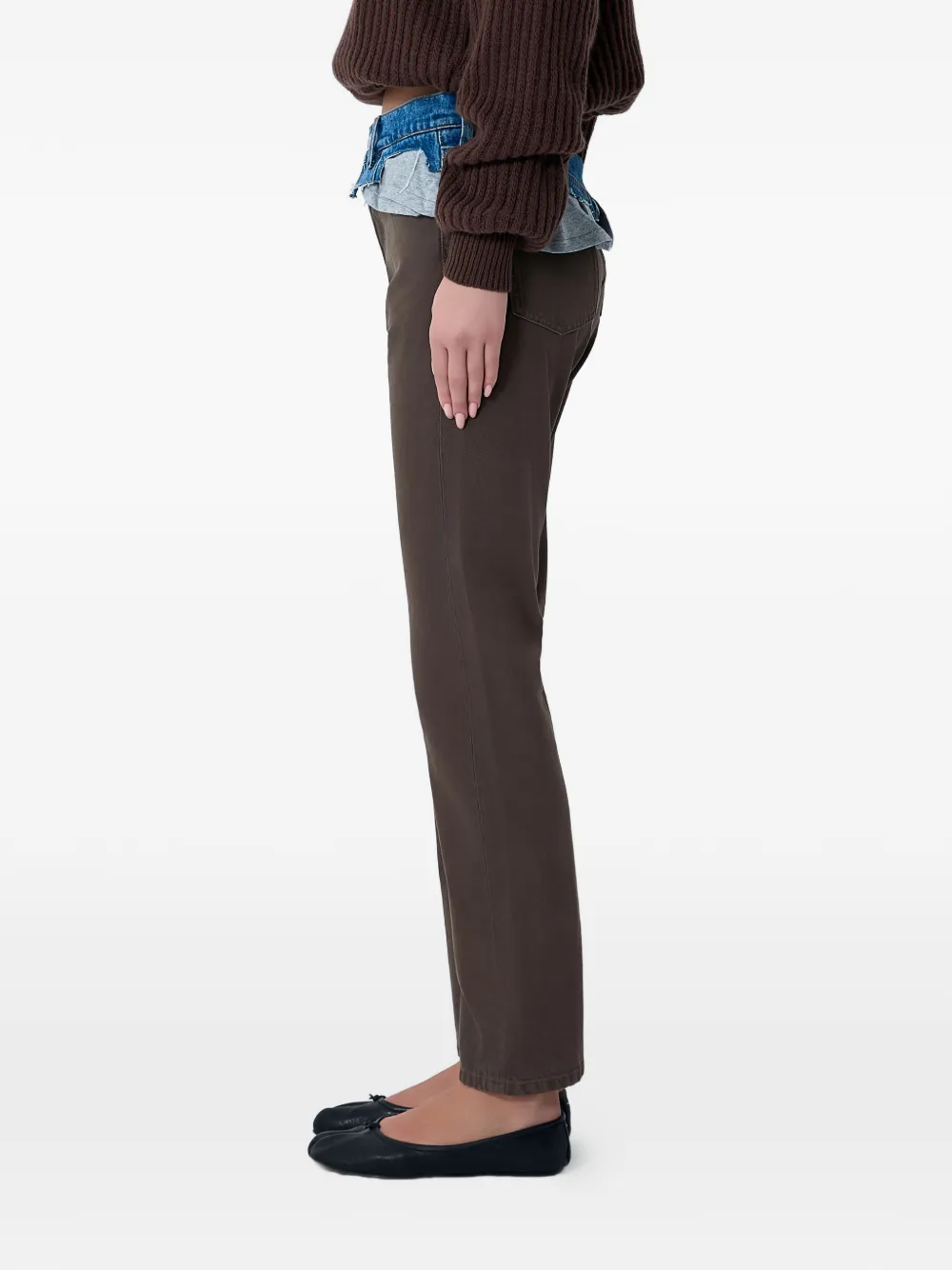 August Barron contrast-waistband five-pocket jeans - Bruin