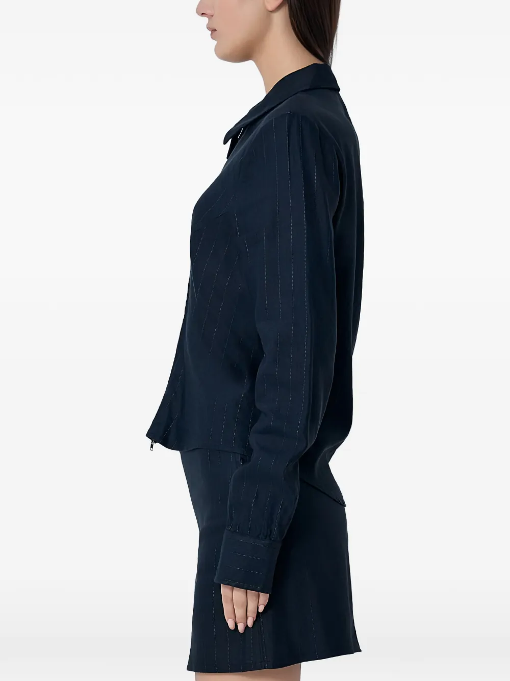 OUR LEGACY zip pinstripe classic shirt - Blauw