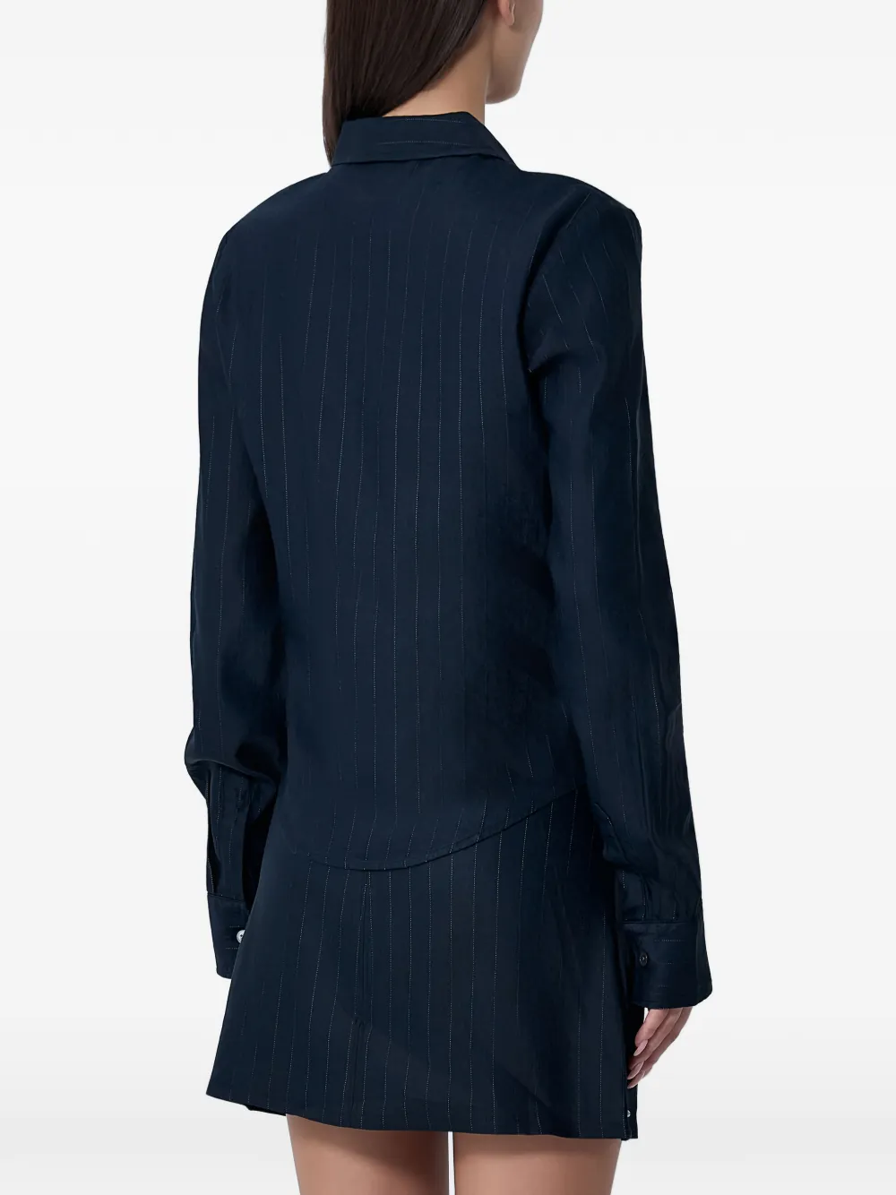  Our Legacy Zip Pinstripe Classic Shirt - Blue 