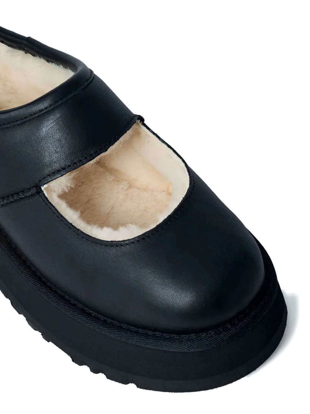 Ugg Bea Adjustable-strap Leather Slipper In Black