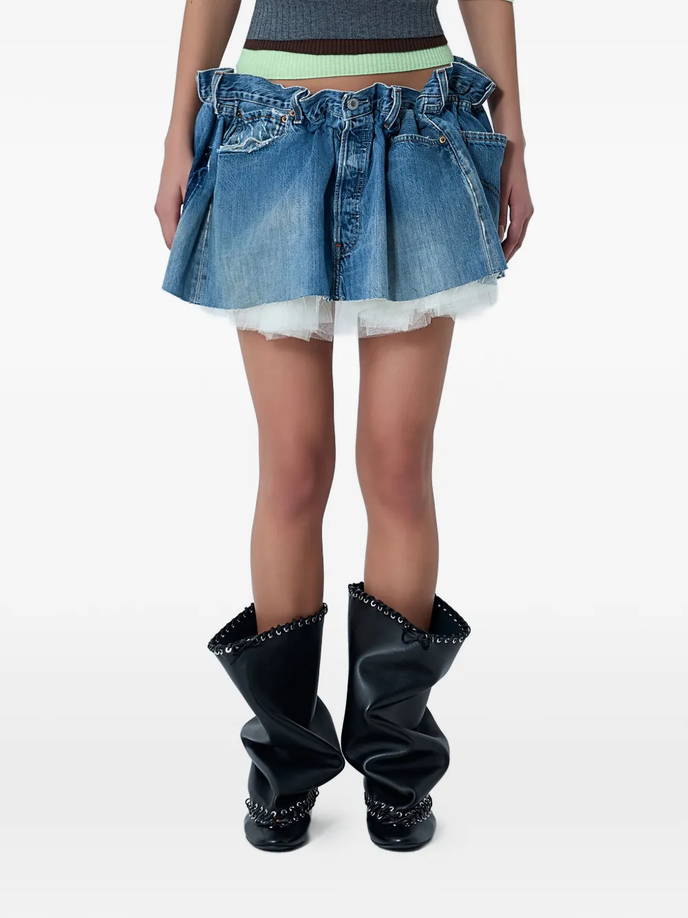 August Barron ruched mini skirt - Blu