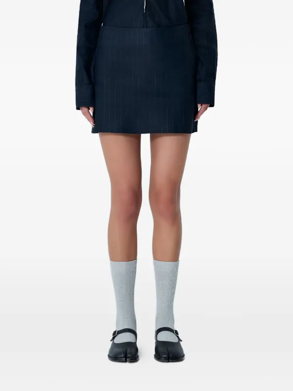 OUR LEGACY Pinstripe Mini Skirt in Blue