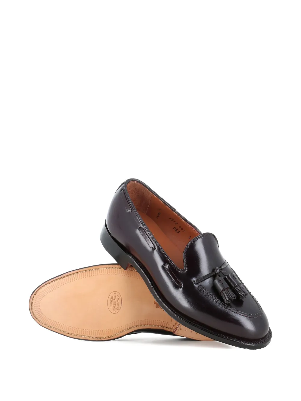 Alden Leren loafers met kwastjes Bruin