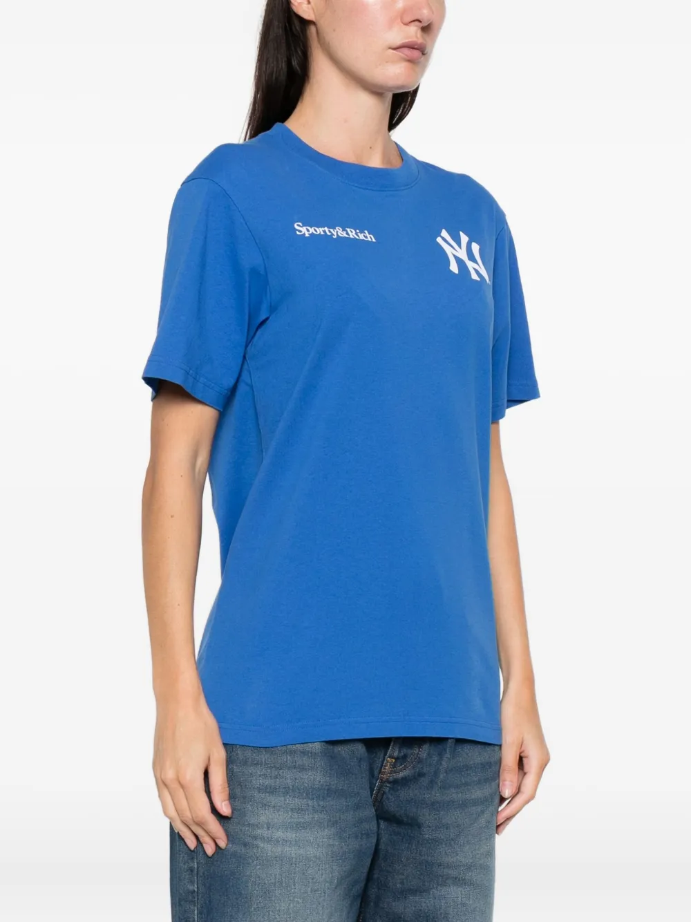 Sporty & Rich Champions T-shirt met ronde hals Blauw