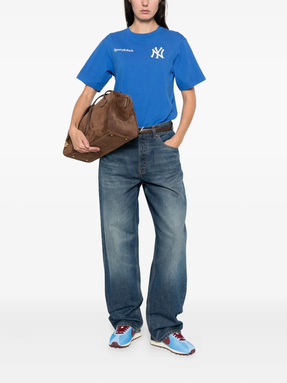 Sporty & Rich Champions T-shirt met ronde hals Blauw