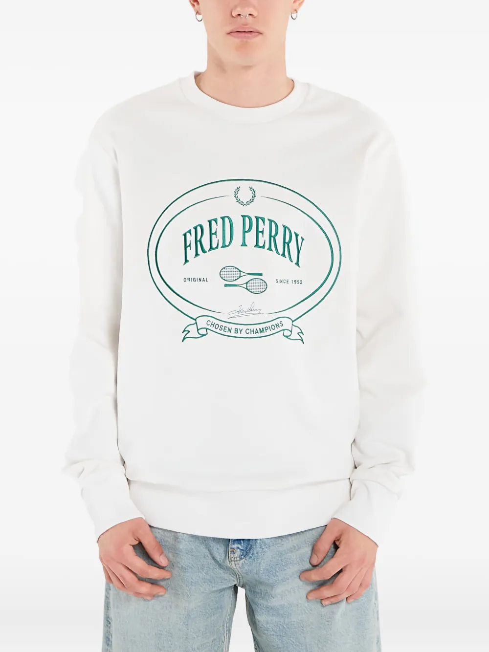 Fred Perry Sweater met print Wit