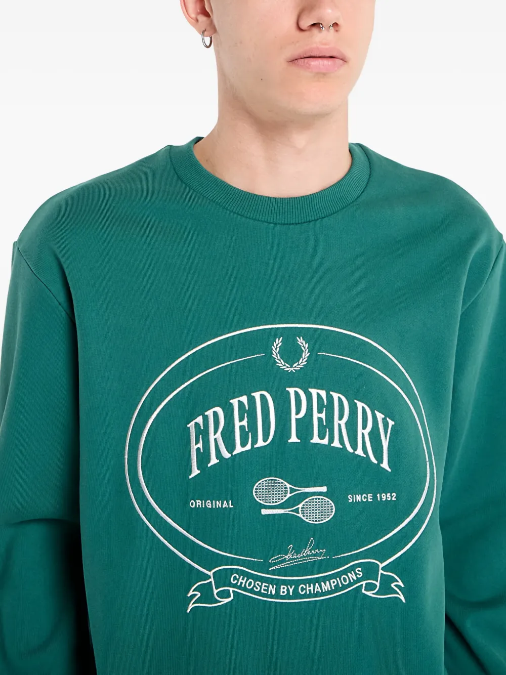 Fred Perry Sweater met ronde hals Groen