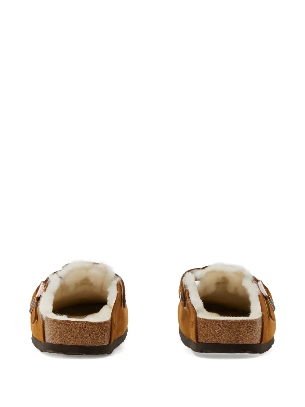 Birkenstock Boston lammy muiltjes met gesp Bruin
