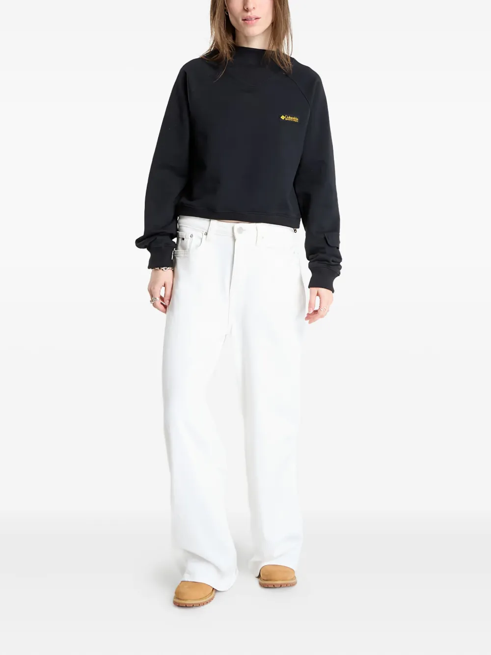 Columbia High Cascades Crop Sweatshirt In Black