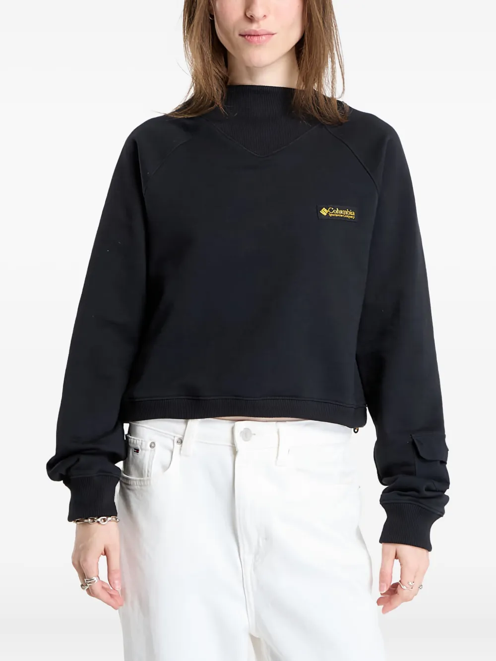 Columbia High Cascades Crop Sweatshirt In Black
