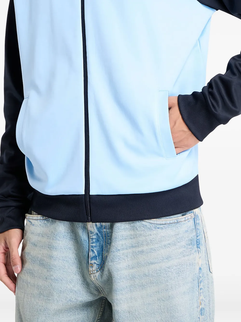 Fred Perry Contrast Sleeve Track Sweater In Blue