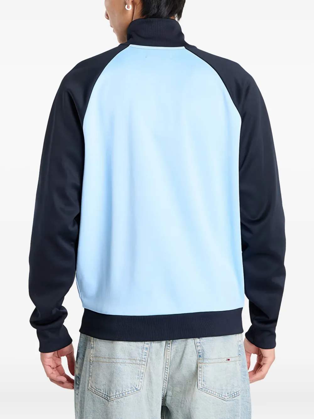Fred Perry Contrast Sleeve Track Sweater In Blue