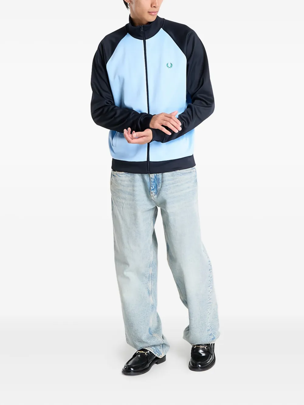 Fred Perry Trainingstrui met contrasterende mouwen - Blauw