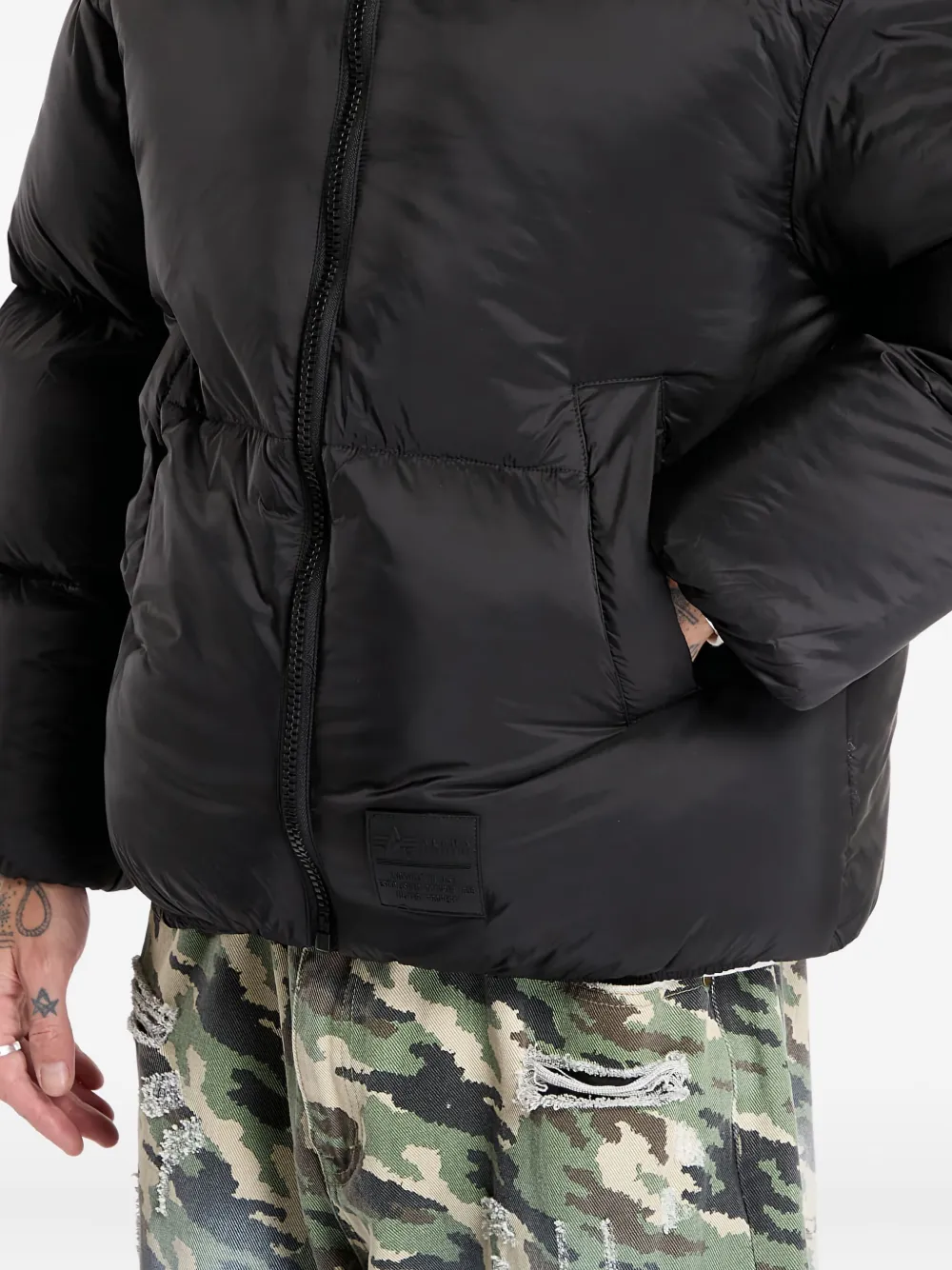 Alpha Industries Gewatteerd jack met logopatch Zwart