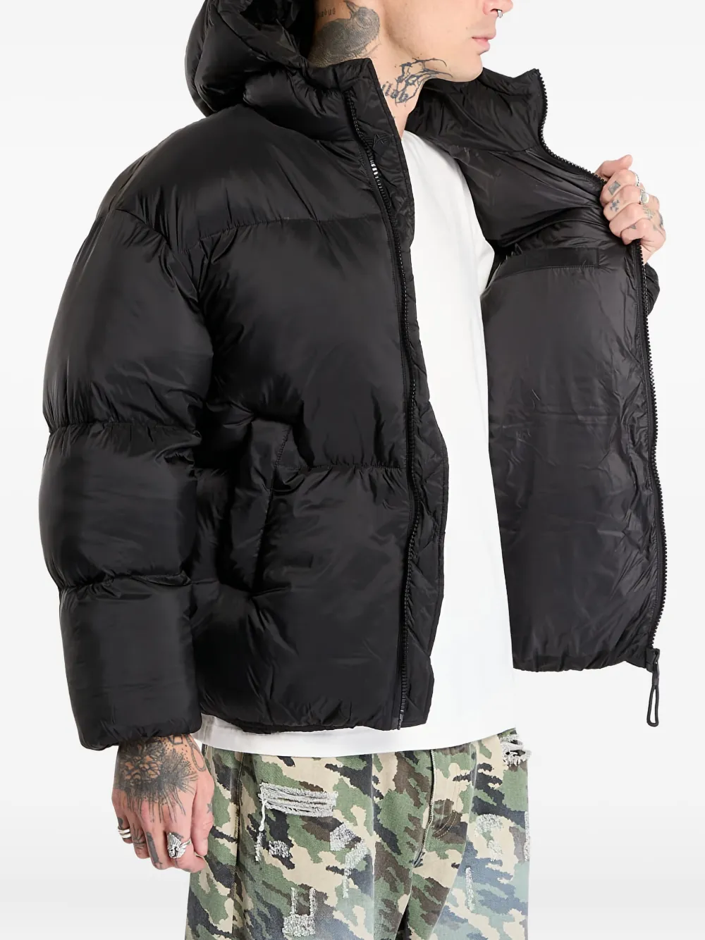 Alpha Industries Gewatteerd jack met logopatch Zwart
