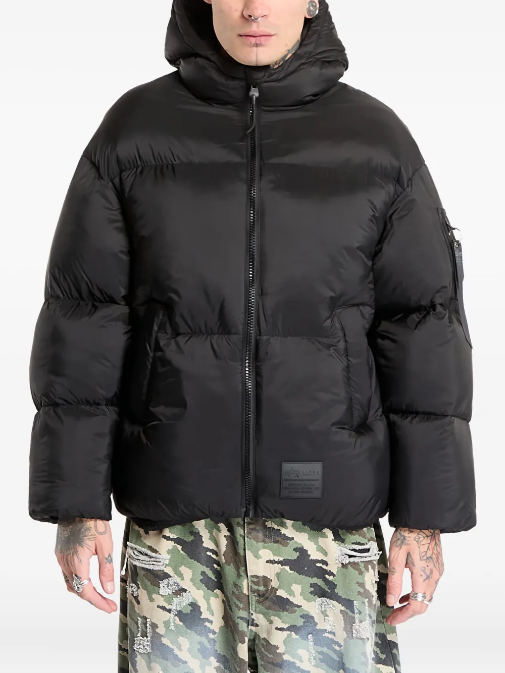 Alpha Industries logo-patch padded jacket | Black | Image 1
