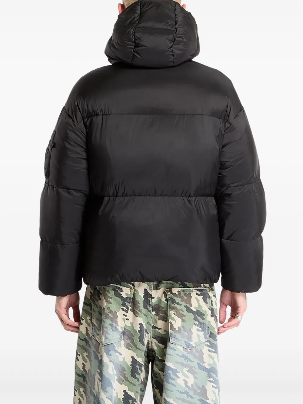 Alpha Industries Gewatteerd jack met logopatch Zwart