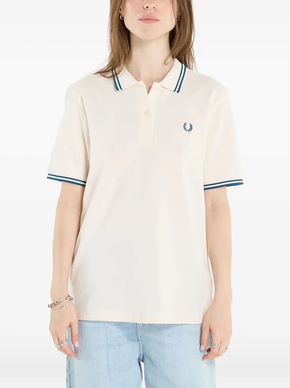 Fred Perry Striped-trim Polo Shirt In Neutral