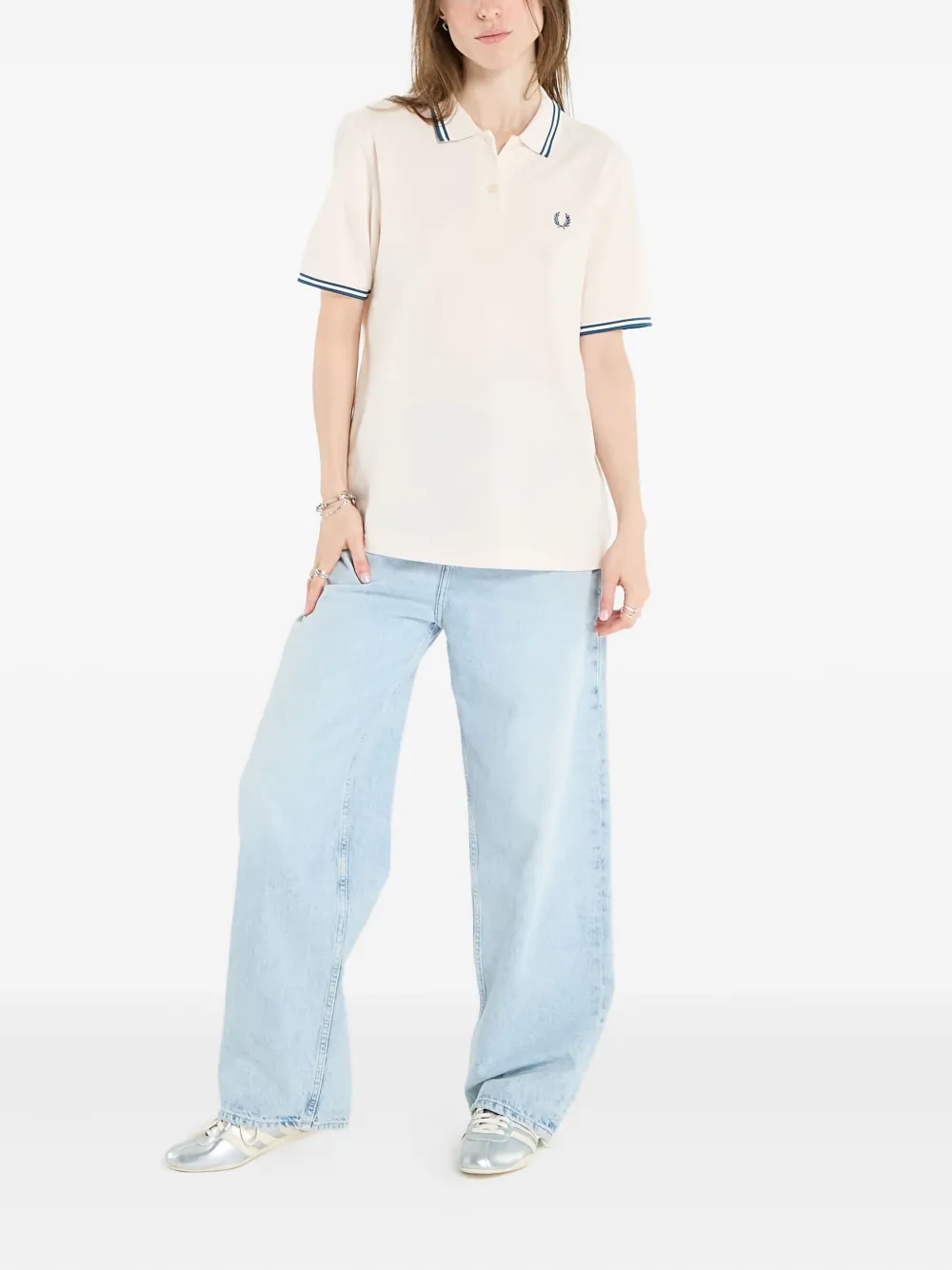 Fred Perry striped-trim polo shirt - Beige