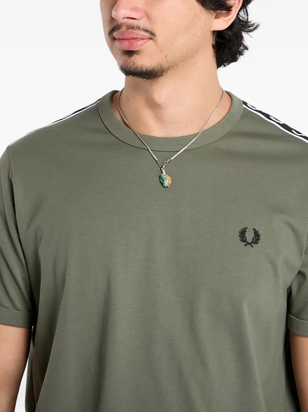 Fred Perry Tape Ringer T-shirt In Green