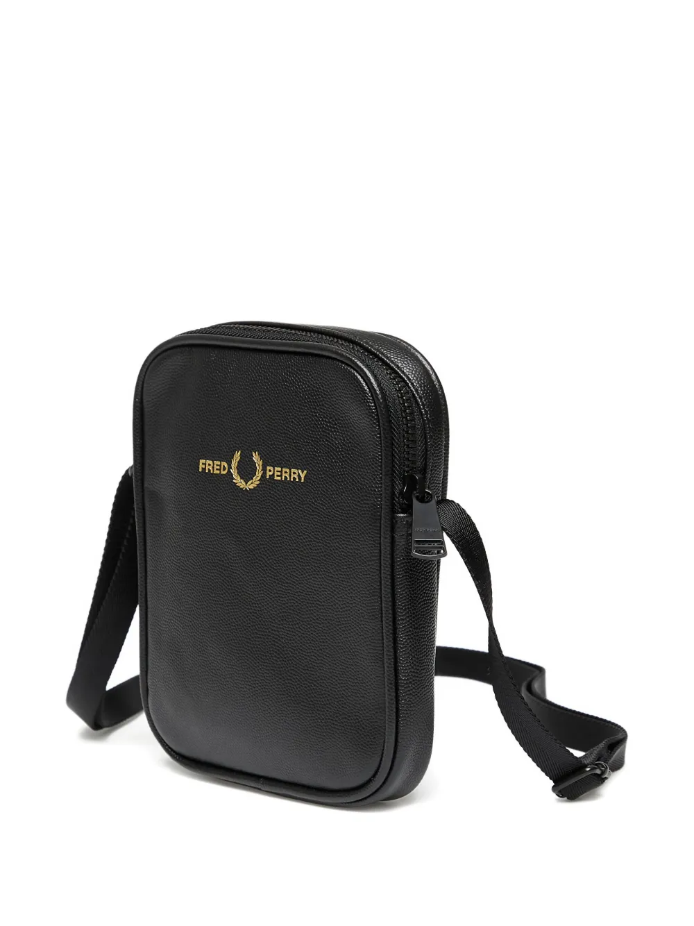 Fred Perry Scotchgrain leren tas Zwart