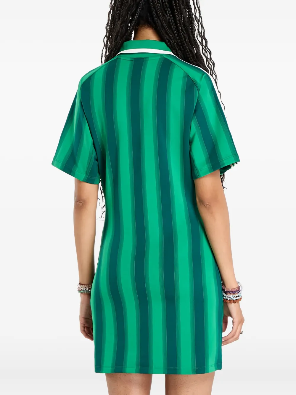 Adidas Originals Striped Mini Dress In Green