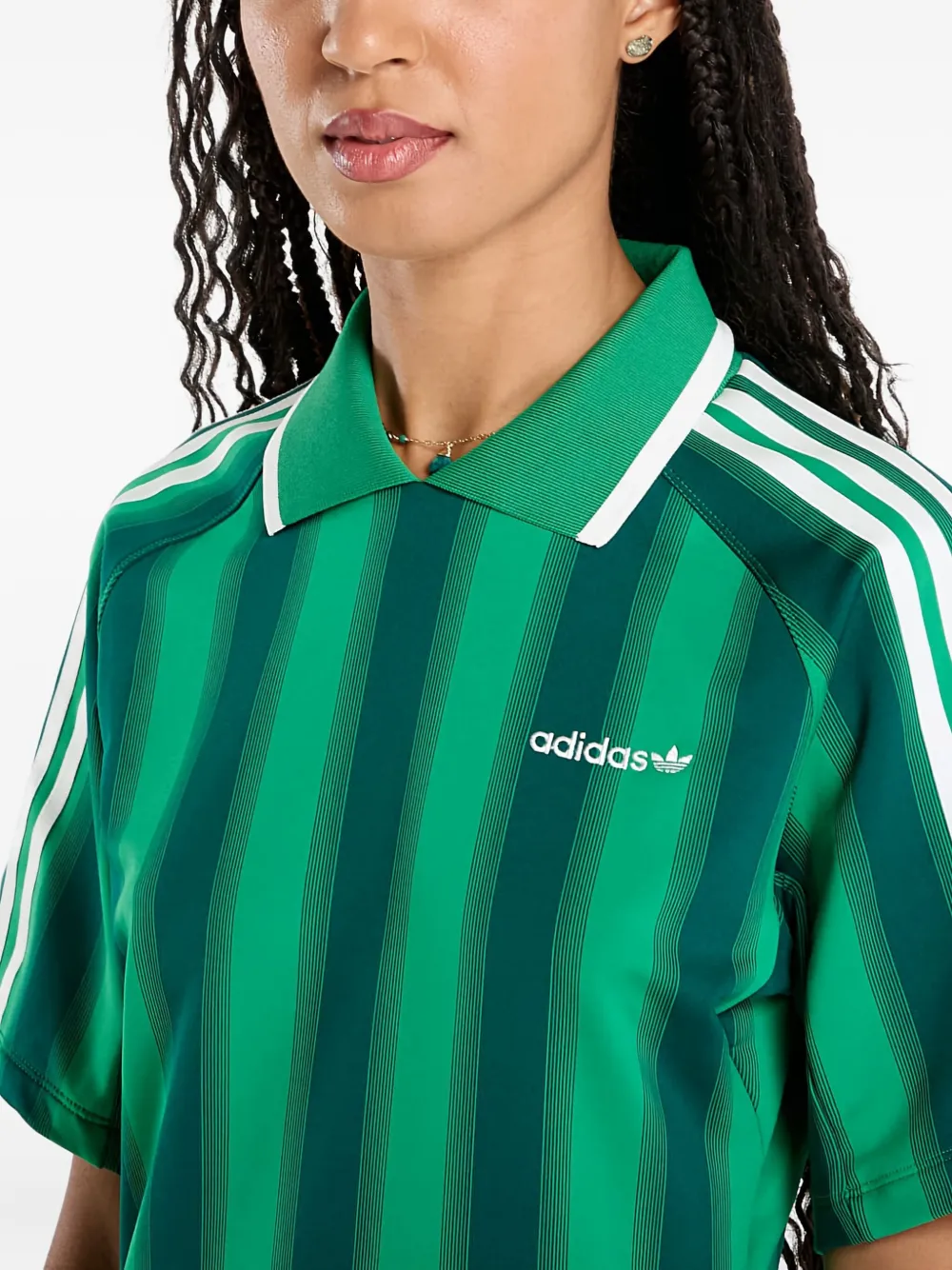 Adidas Originals Striped Mini Dress In Green