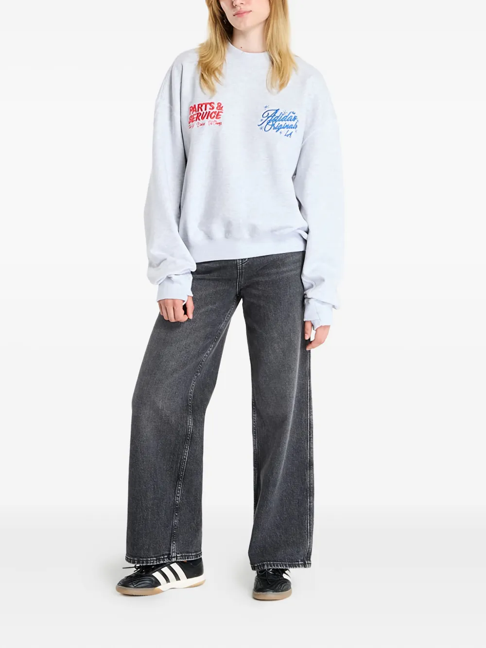 Adidas Originals Santa Monica Crew-neck Sweatshirt In Gray