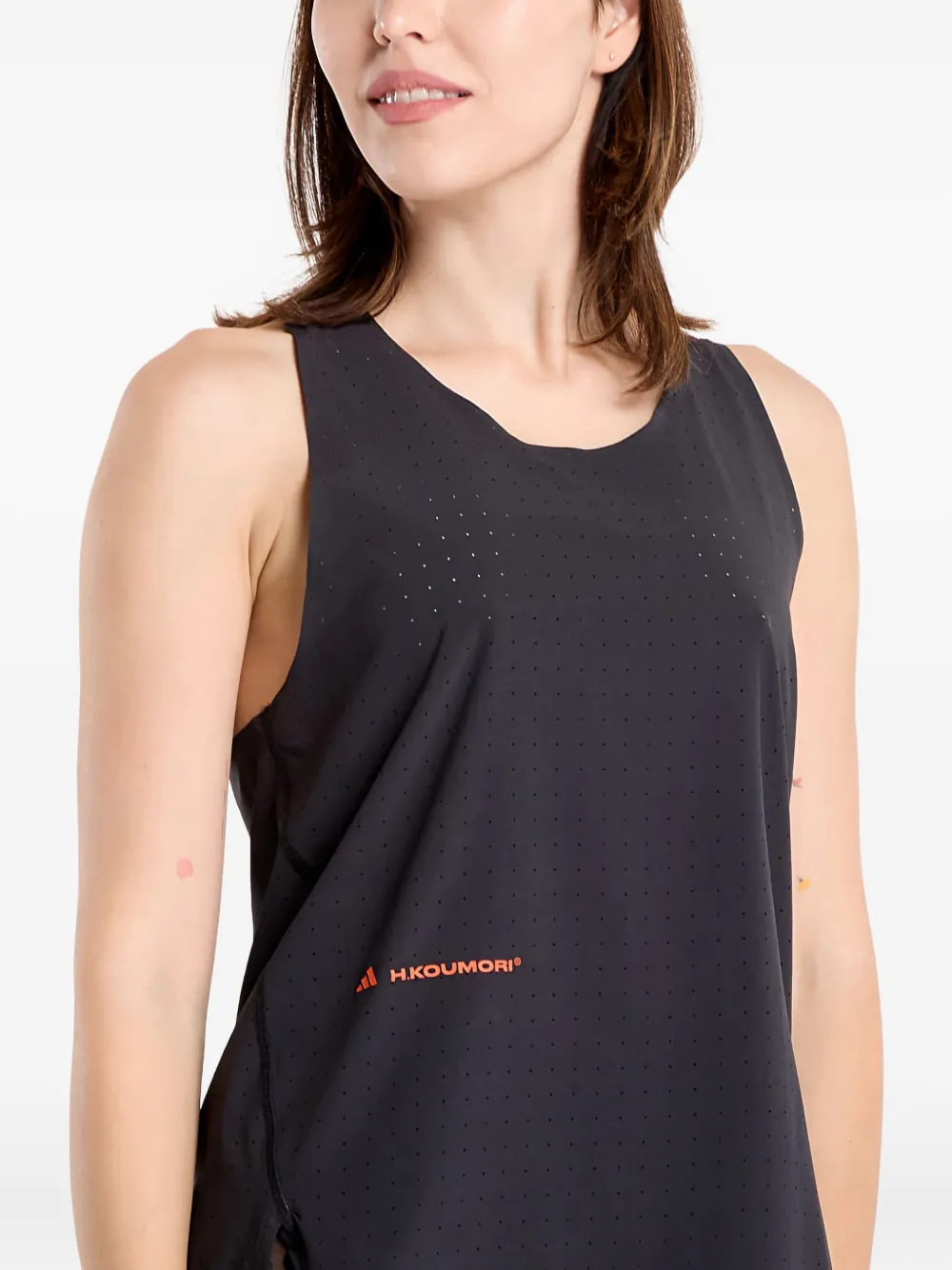 Adidas Originals X H.koumori Perforated Running Top In Black