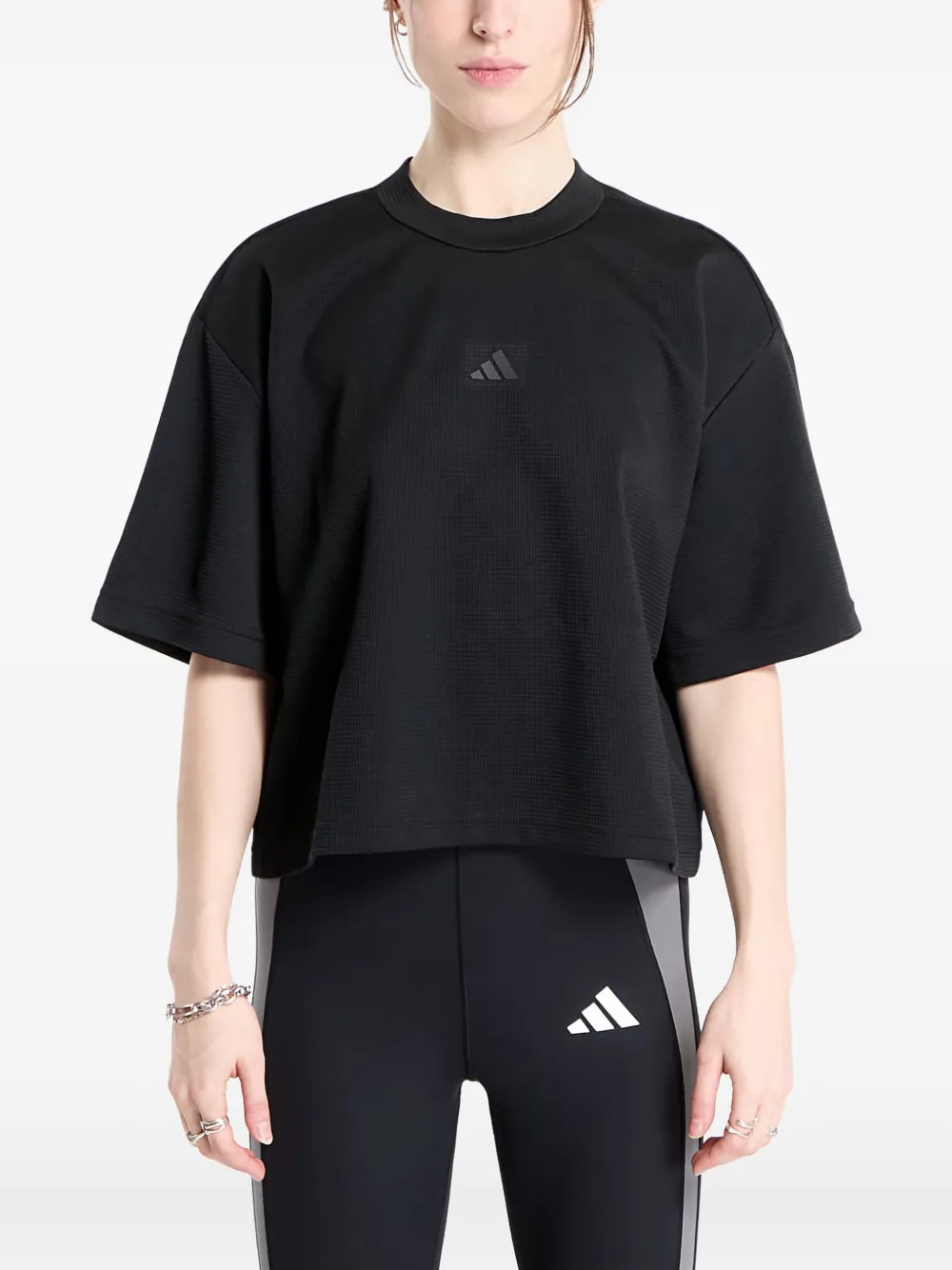 Adidas Originals Yoga Motion Waffle T-shirt In Black