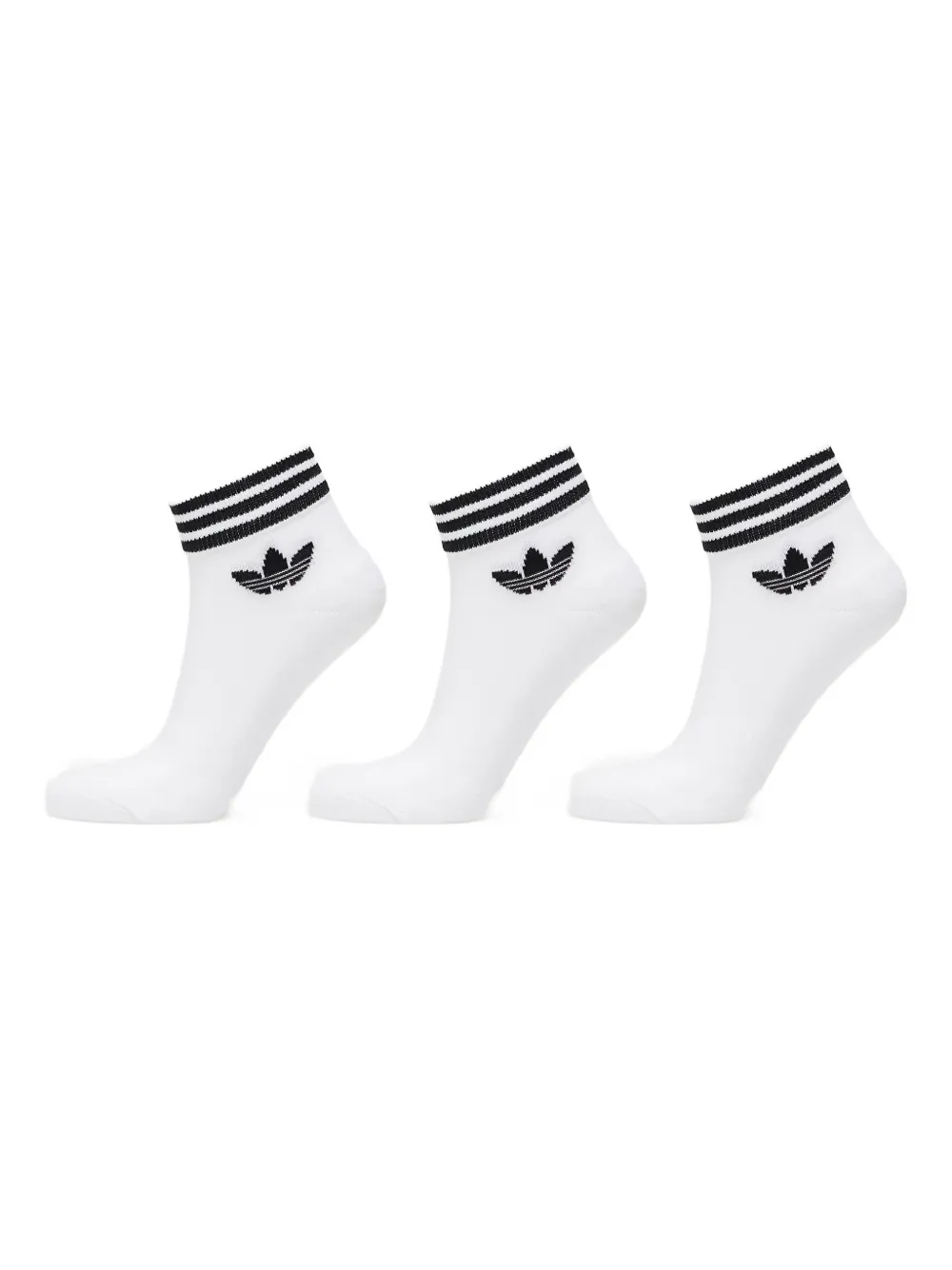 Adidas Originals Trefoil Striped Ankle Socks (pack Of Three) In White