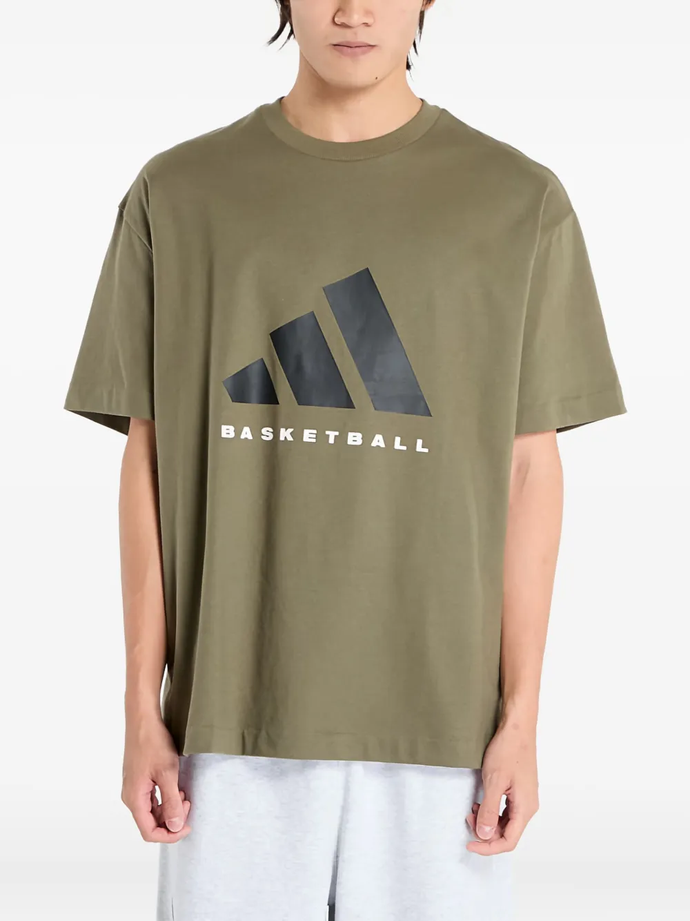 Adidas Originals Basketball Logo T-shirt In Green