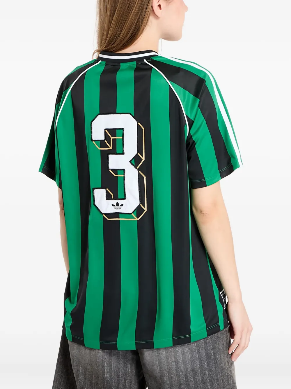 adidas Gestreepte jersey verfraaid met kralen Groen